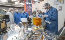 2018/02 - Installing the triple-prism cross-disperser on the SPIRou optical bench #1 (© S. Chastanet - CNRS/OMP)