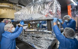 2018/02 - Installing the active and passive shields over the SPIRou bench, optical components and detector (© S. Chastanet - CNRS/OMP)