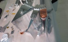 2016/03 - Optical mount of the double-pass triple-prism SPIRou cross-disperser, loaded with dummy optics (©S.Chastanet - OMP)