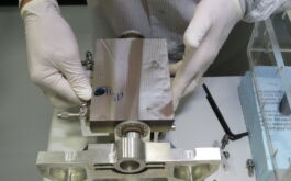 2016/11 - The folding mirror integrated on its mount. Several micrometric devices are used to set the mirror in its nominal position (©Z.Challita – IRAP/OMP)