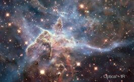 2019/02 - New forming worlds in the Carina Nebula similar to those SPIRou will observe, as seen in the visible and the infrared by the Hubble Space Telescope (© NASA)